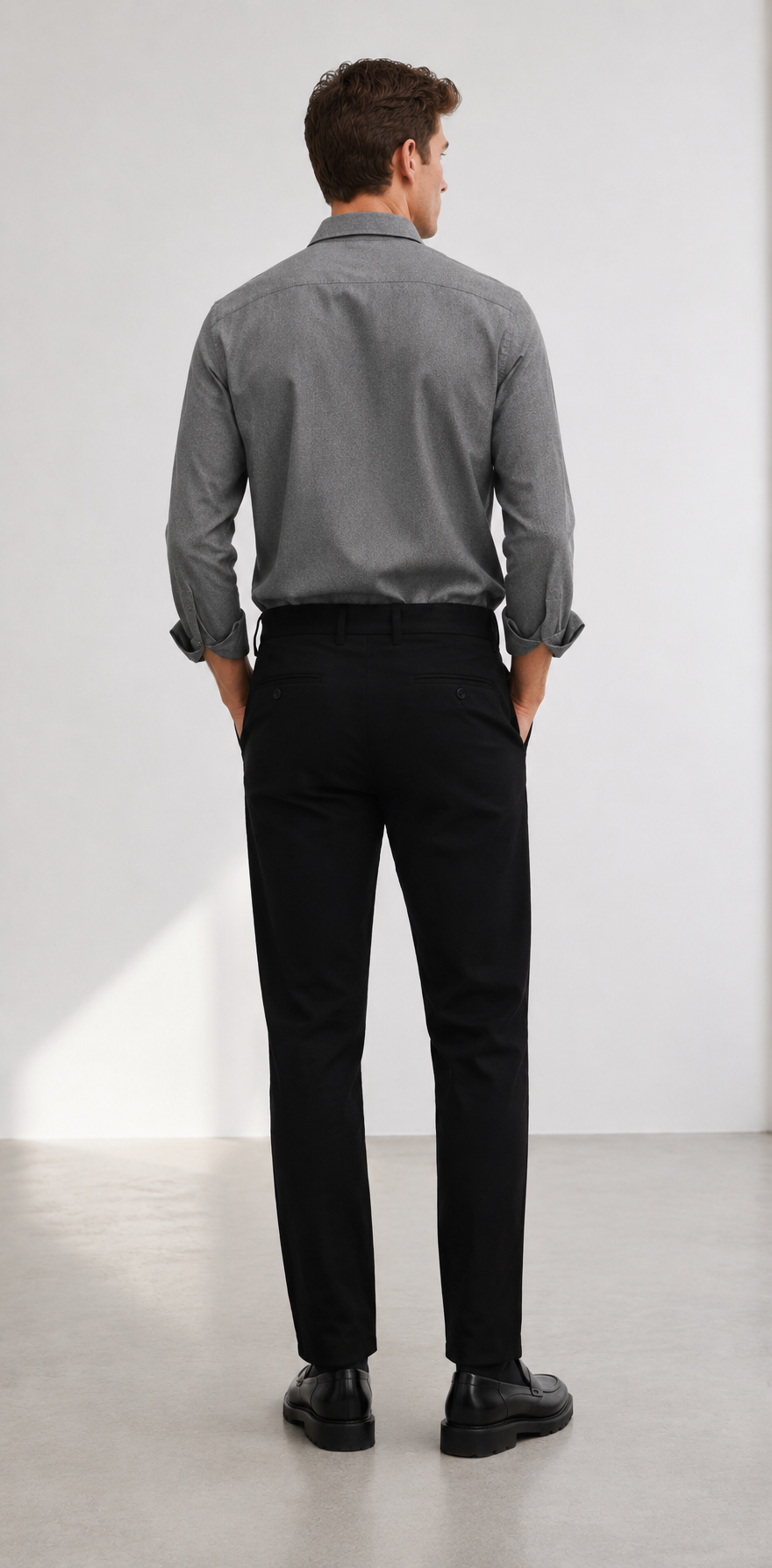 Studio Siyah Slim Chino Pantolon - Pantolon fason üretim görsel 4