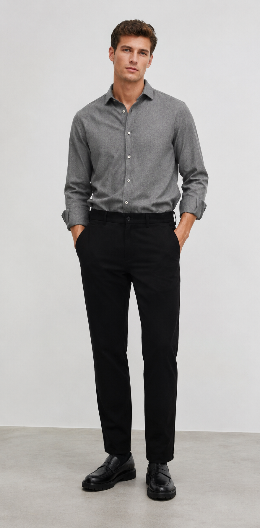 Studio Siyah Slim Chino Pantolon - Pantolon fason üretim