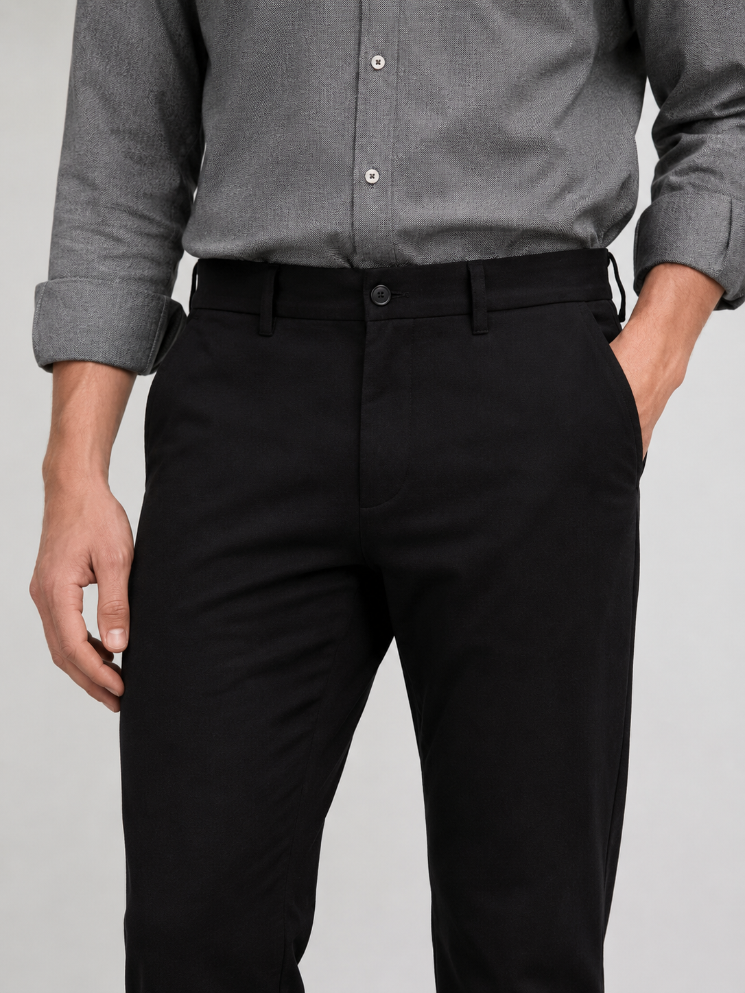 Studio Siyah Slim Chino Pantolon - Pantolon fason üretim görsel 2