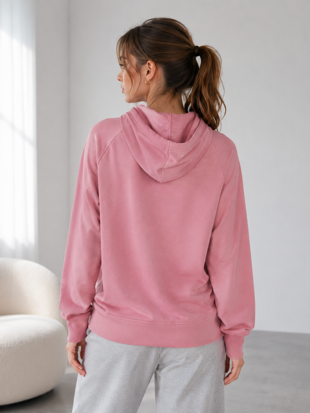 Studio Fermuarlı Oversize Hoodie - Sweatshirt fason üretim görsel 3