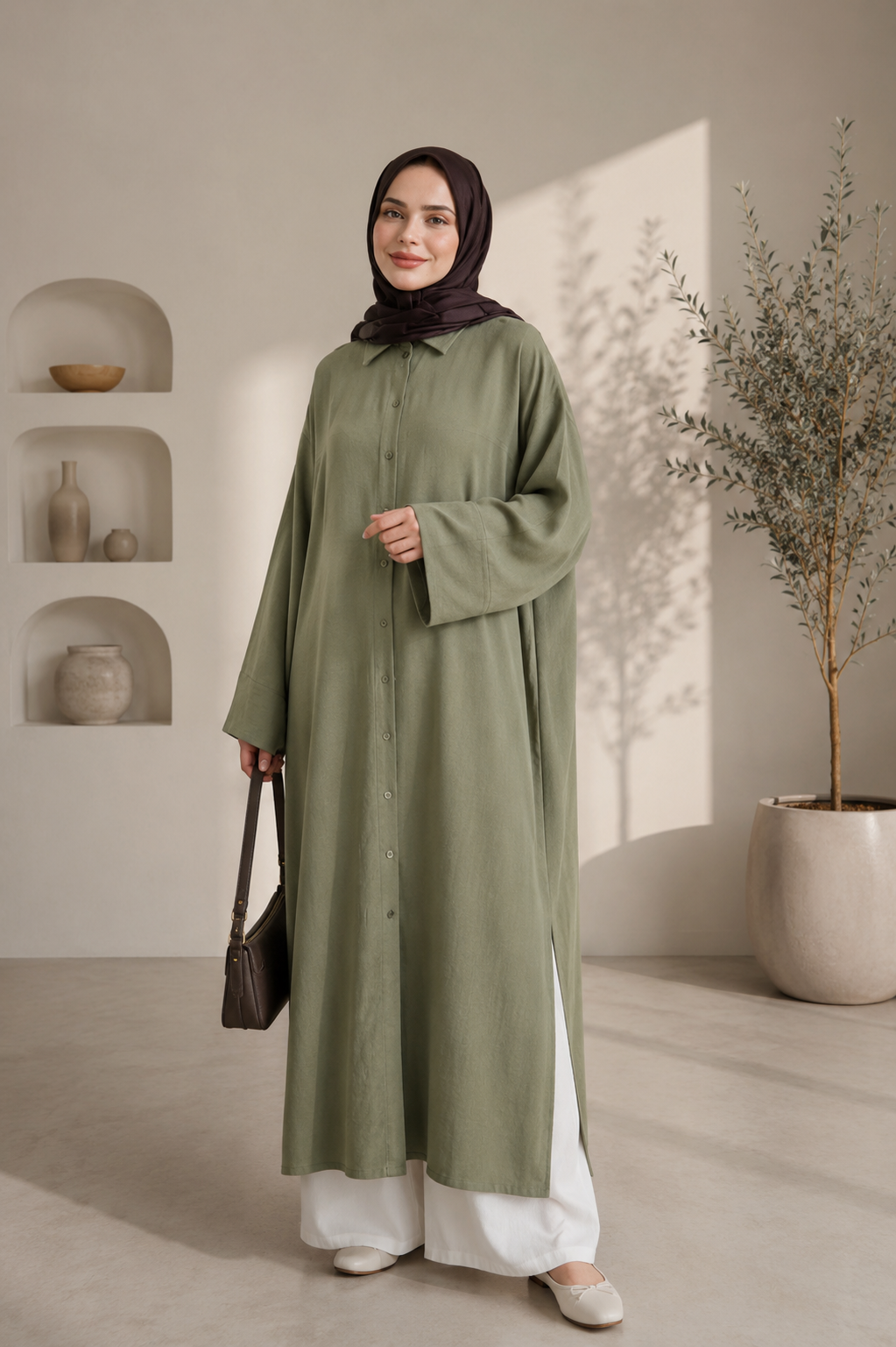 Studio Oversize Ferace - Yağ Yeşili