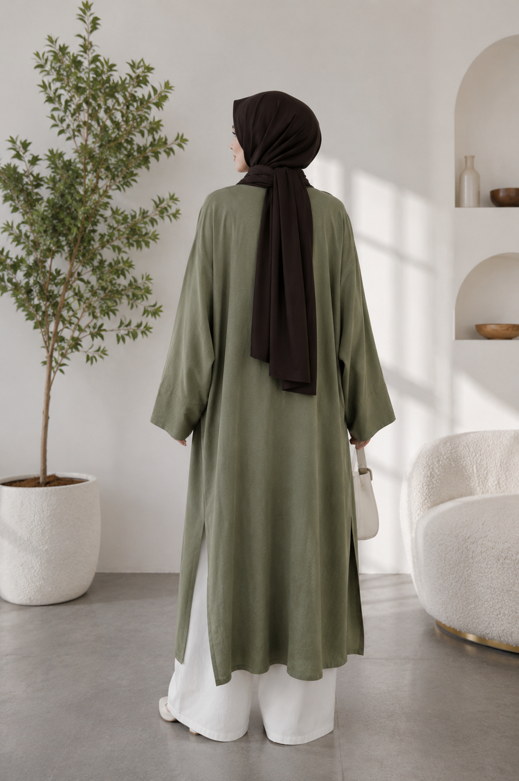 Studio Oversize Ferace - Yağ Yeşili - Hırka fason üretim görsel 2