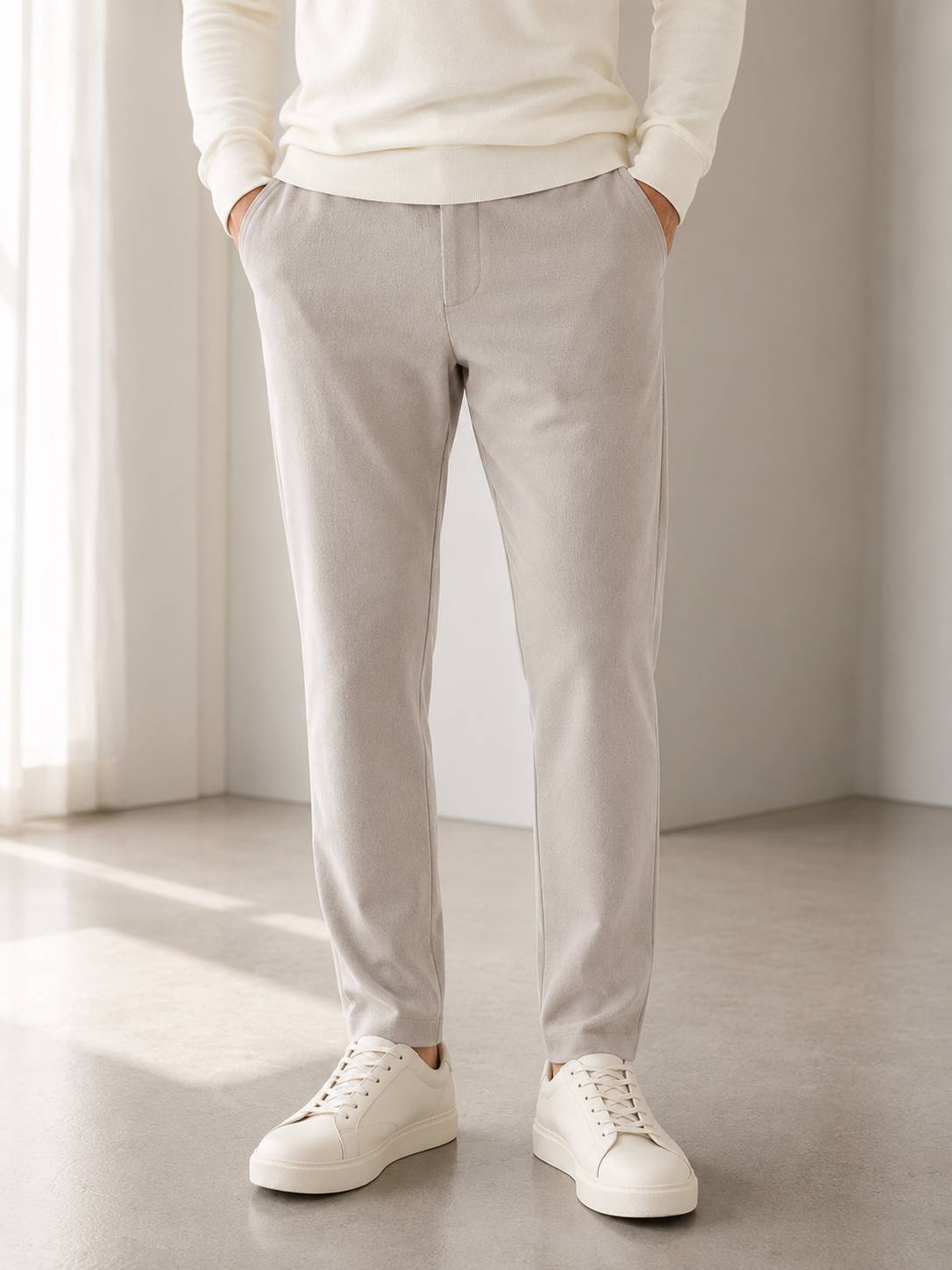 Studio Açık Gri Carrot Fit Pantolon - Pantolon fason üretim görsel 2