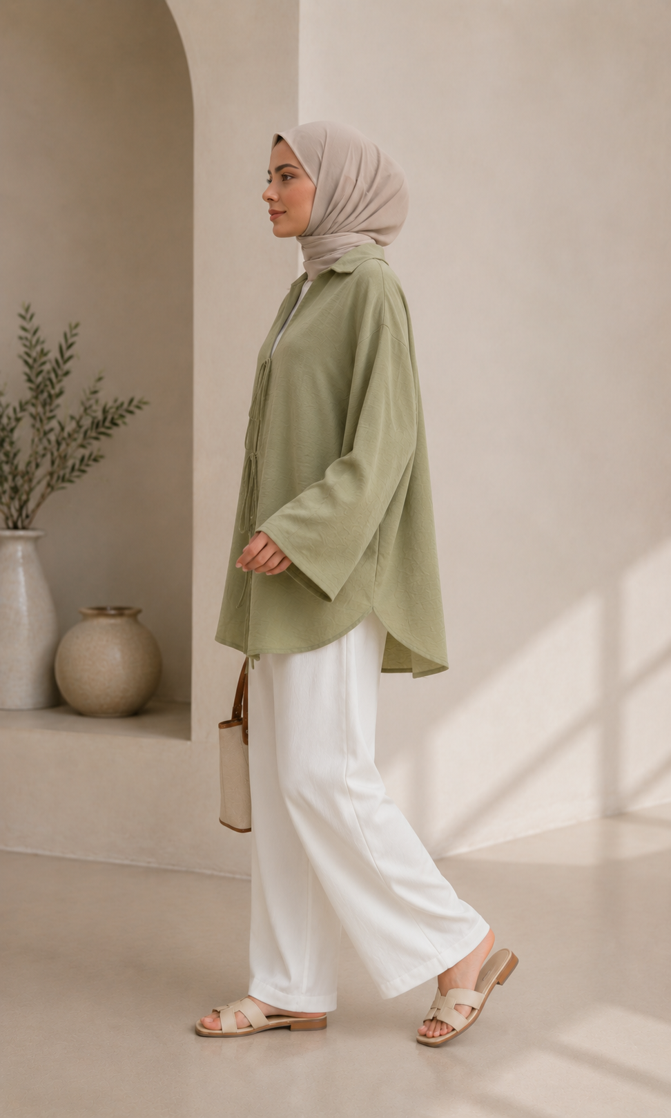 Studio Oversize Kimono Bluz - Haki - Hırka fason üretim görsel 3