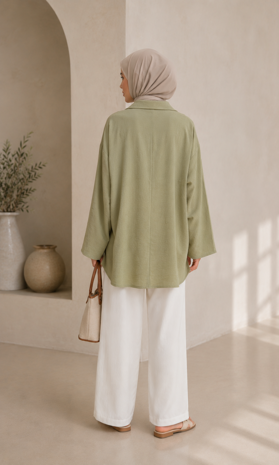 Studio Oversize Kimono Bluz - Haki - Hırka fason üretim görsel 2