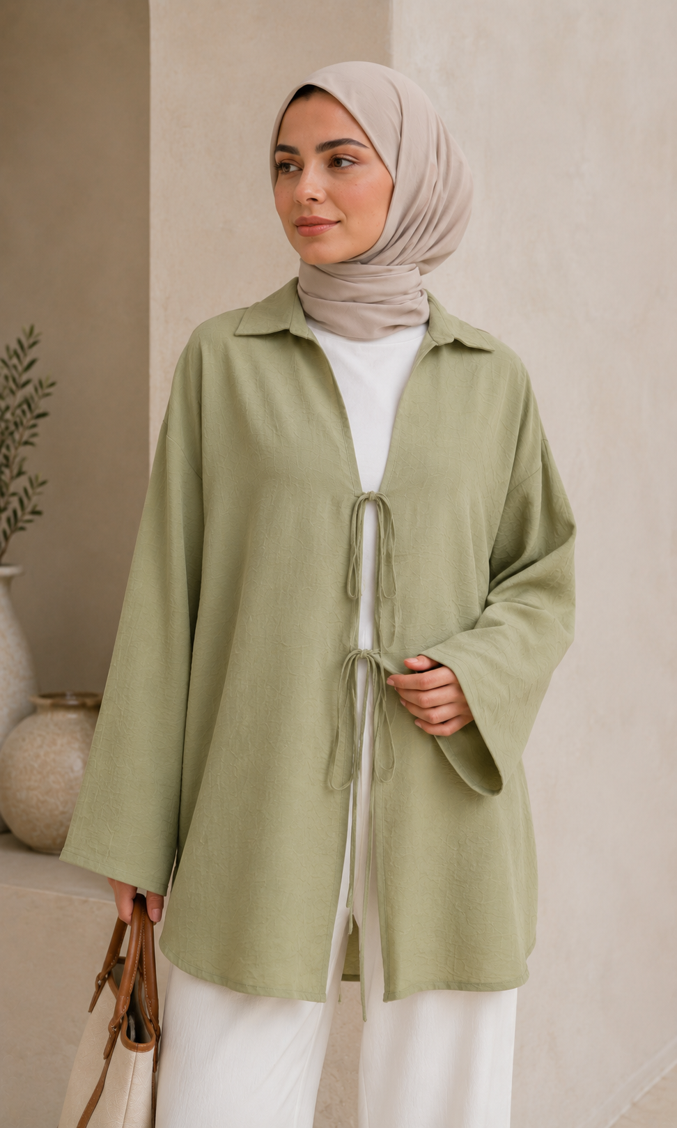 Studio Oversize Kimono Bluz - Haki - Hırka fason üretim görsel 4