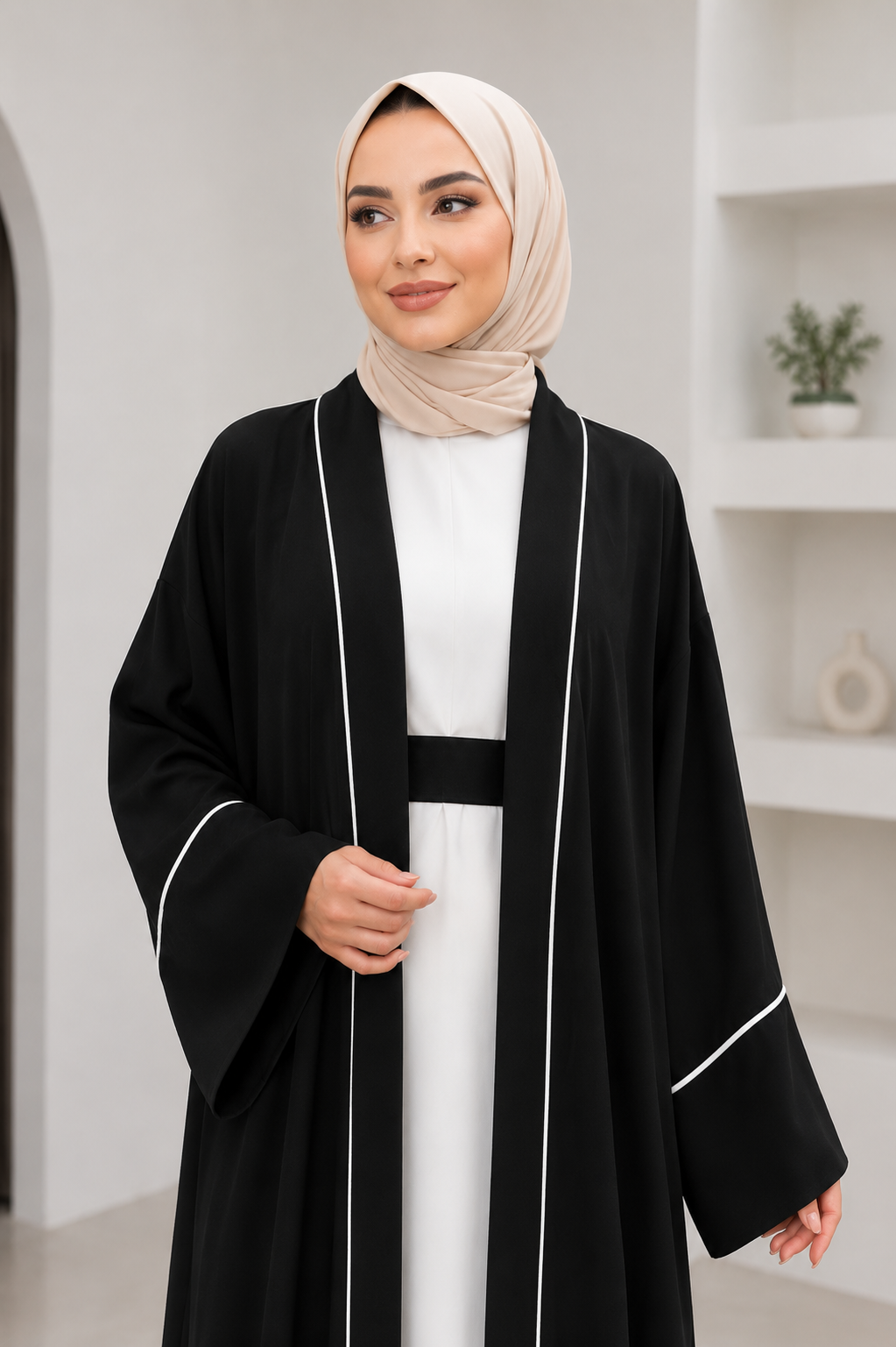 Studio Siyah Biyeli Abaya - Tesettür fason üretim görsel 2