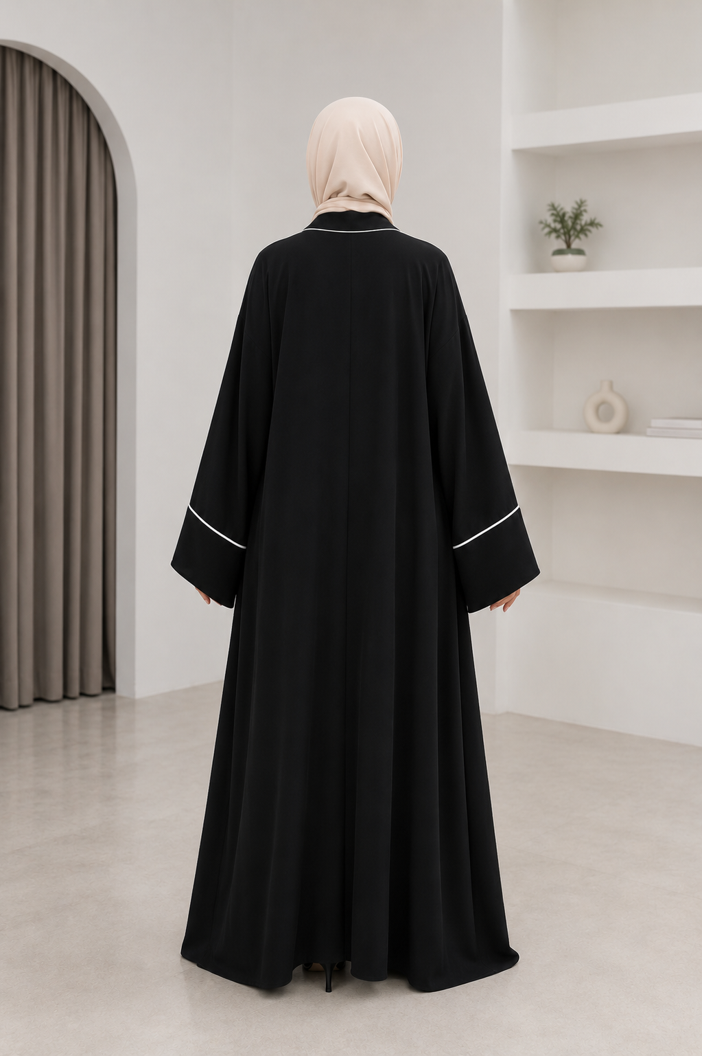Studio Siyah Biyeli Abaya - Tesettür fason üretim görsel 4