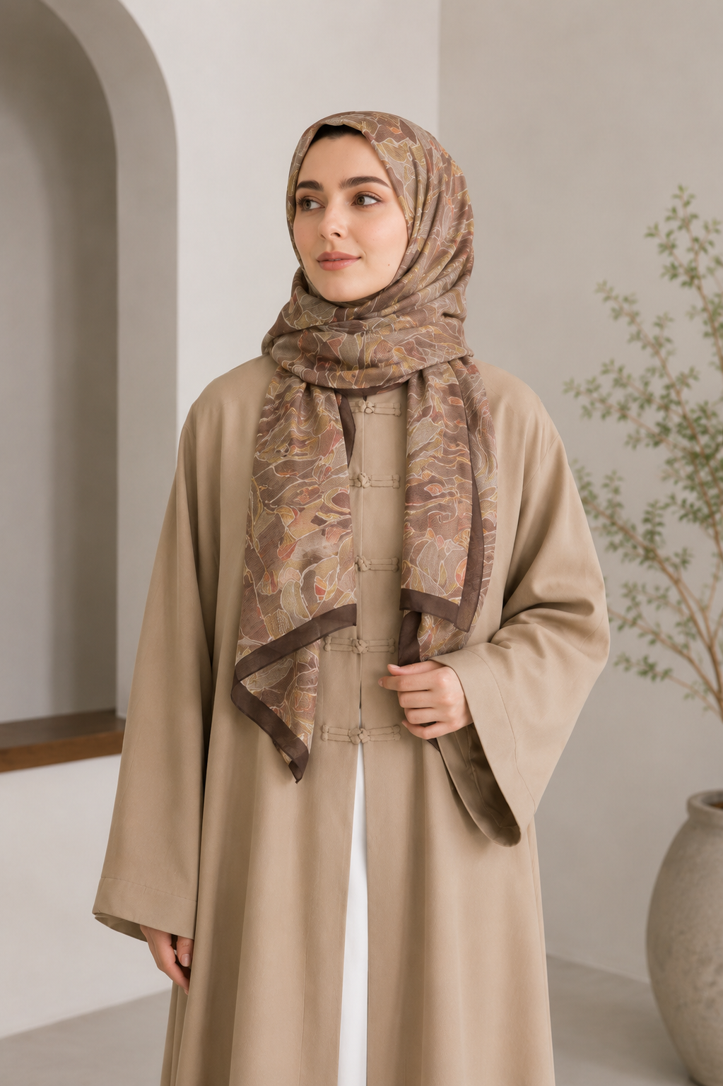 Studio Çin Düğmeli Abaya - Tesettür fason üretim görsel 2