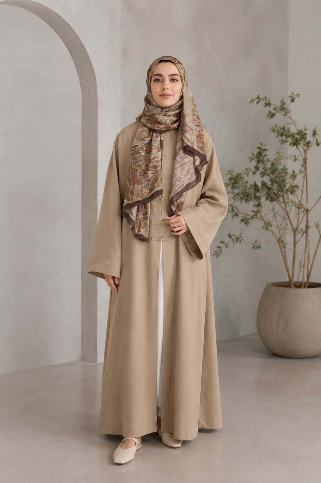 Studio Çin Düğmeli Abaya - Tesettür fason üretim