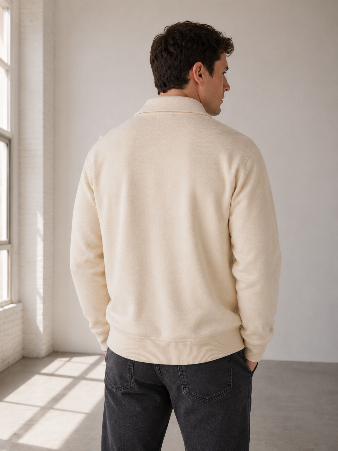 Studio Bej Polar Fermuarlı Sweatshirt - Hırka fason üretim görsel 4