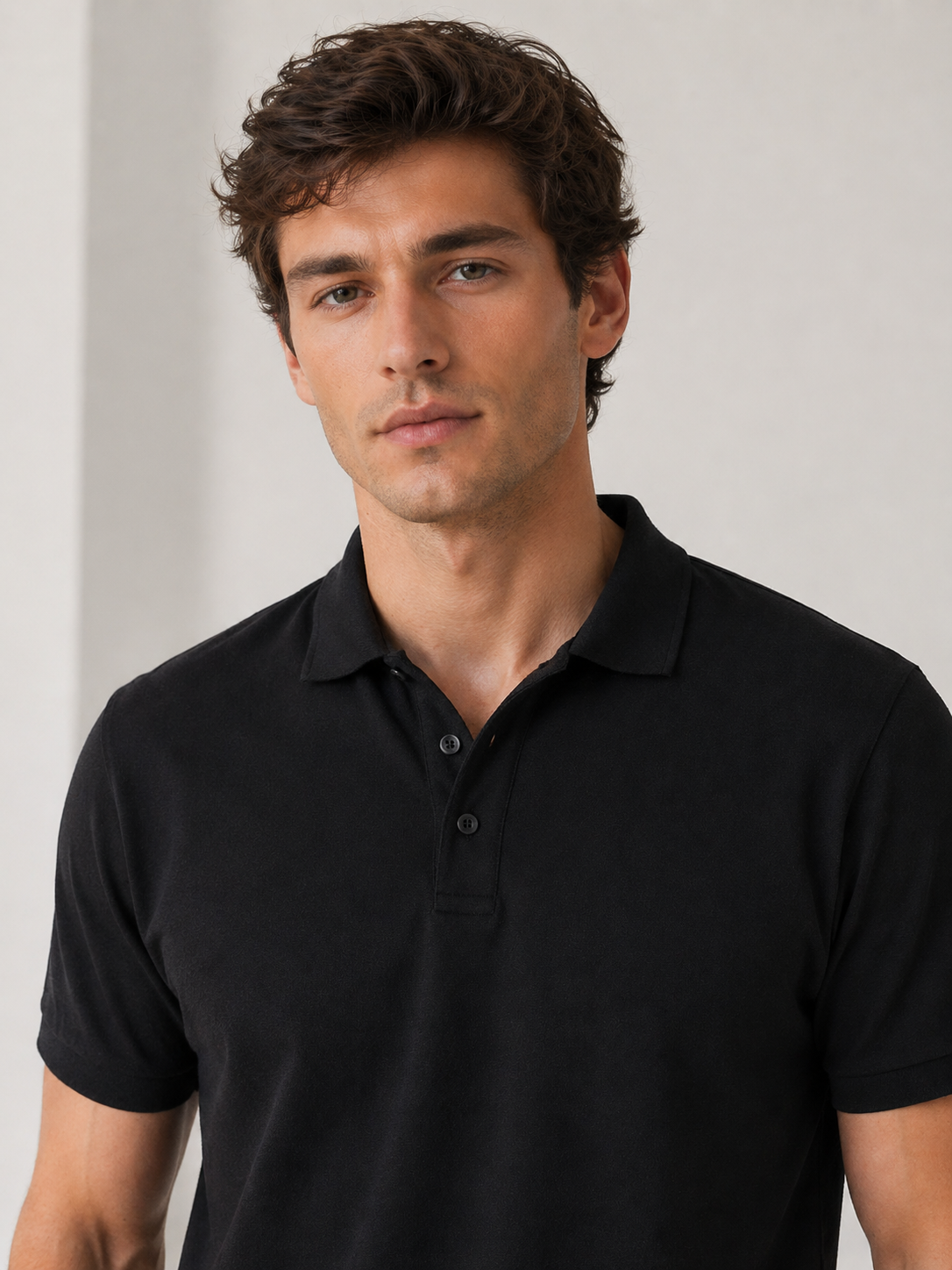 Studio Siyah Slim Polo Yaka Tişört
