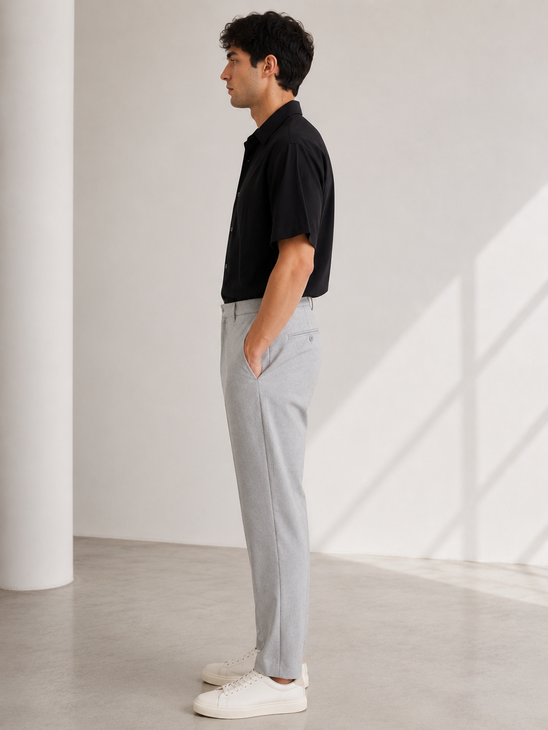 Studio Gri Slim Canvas Pantolon - Pantolon fason üretim görsel 3