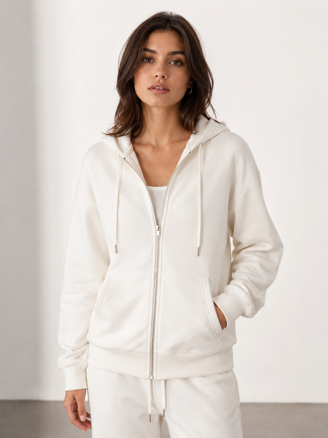 Studio Basic Fermuarlı Hoodie - Sweatshirt fason üretim
