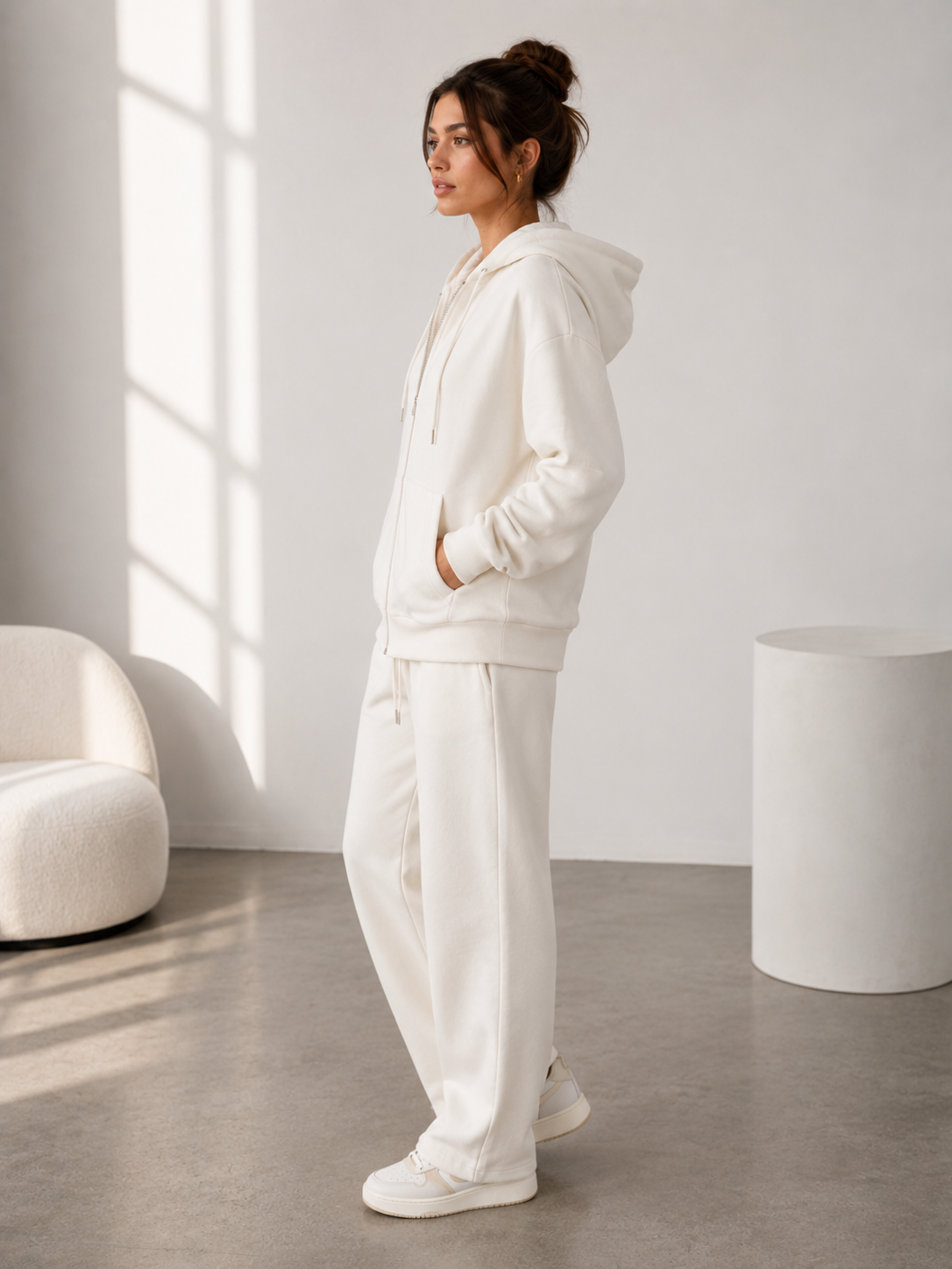 Studio Basic Fermuarlı Hoodie - Sweatshirt fason üretim görsel 2