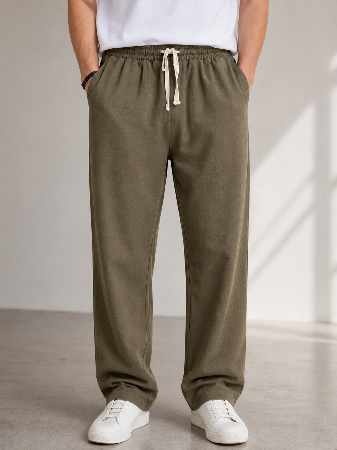 Studio Haki Müslin Baggy Pantolon - Pantolon fason üretim görsel 2