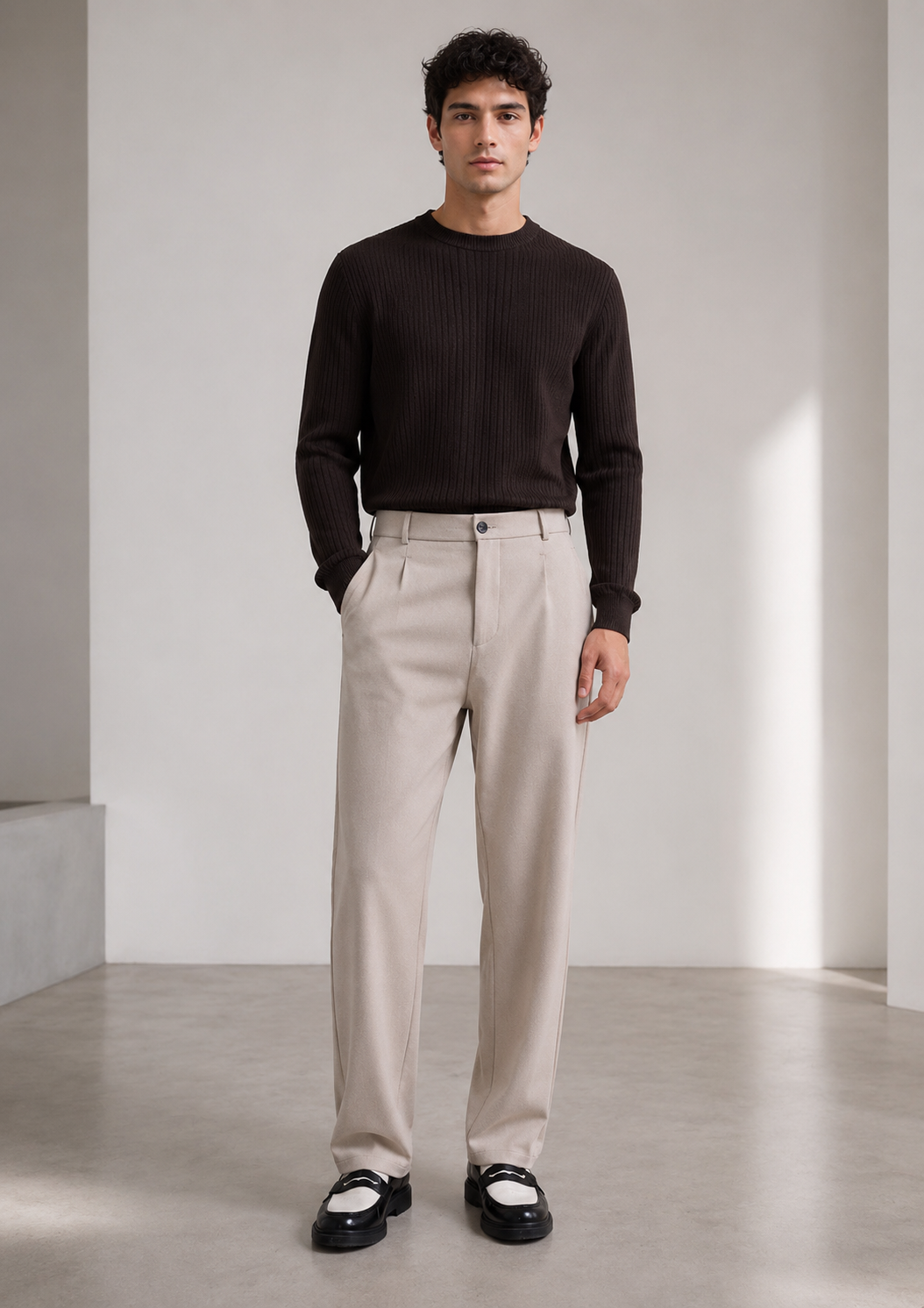Studio Bej Baggy Kumaş Pantolon - Pantolon fason üretim