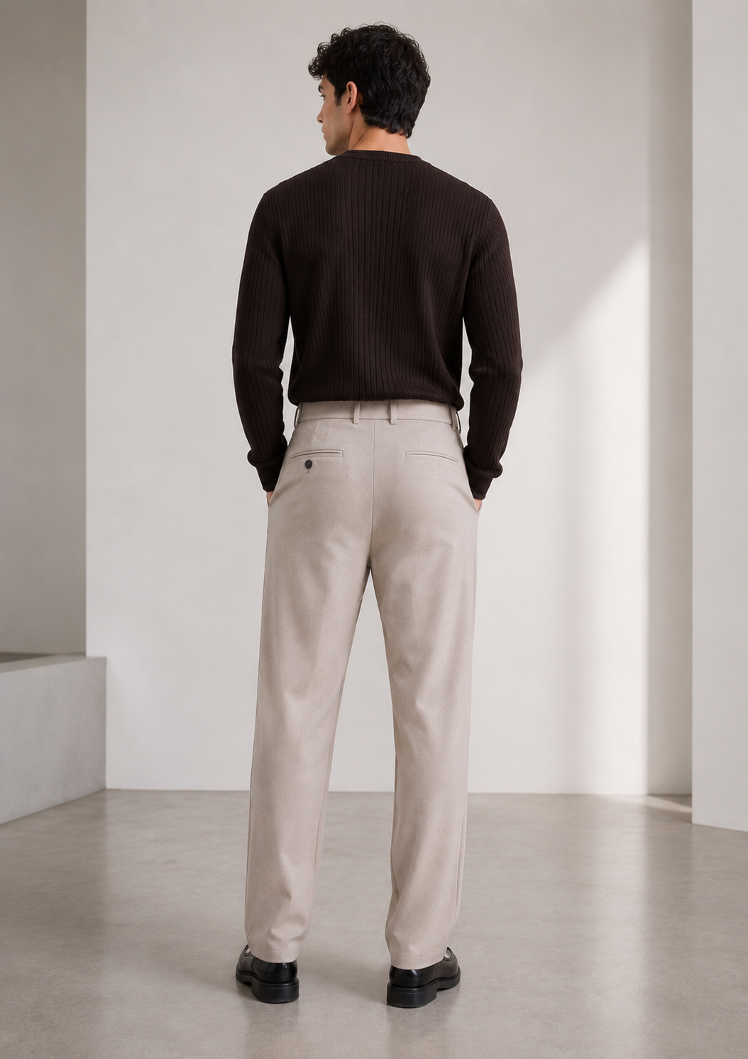 Studio Bej Baggy Kumaş Pantolon - Pantolon fason üretim görsel 4