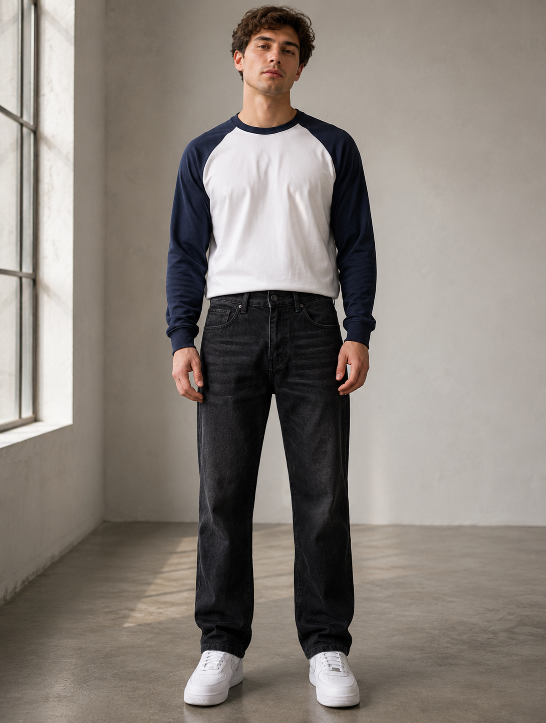 Studio Siyah Taşlamalı Baggy Jean - Pantolon fason üretim