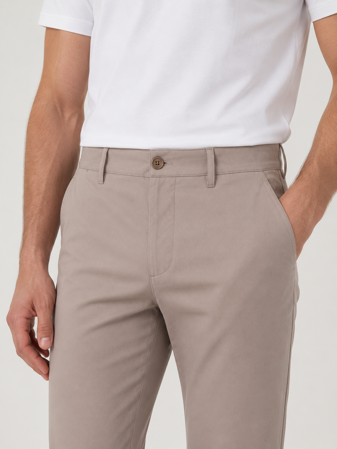Studio Koyu Bej Slim Canvas Pantolon - Pantolon fason üretim görsel 2