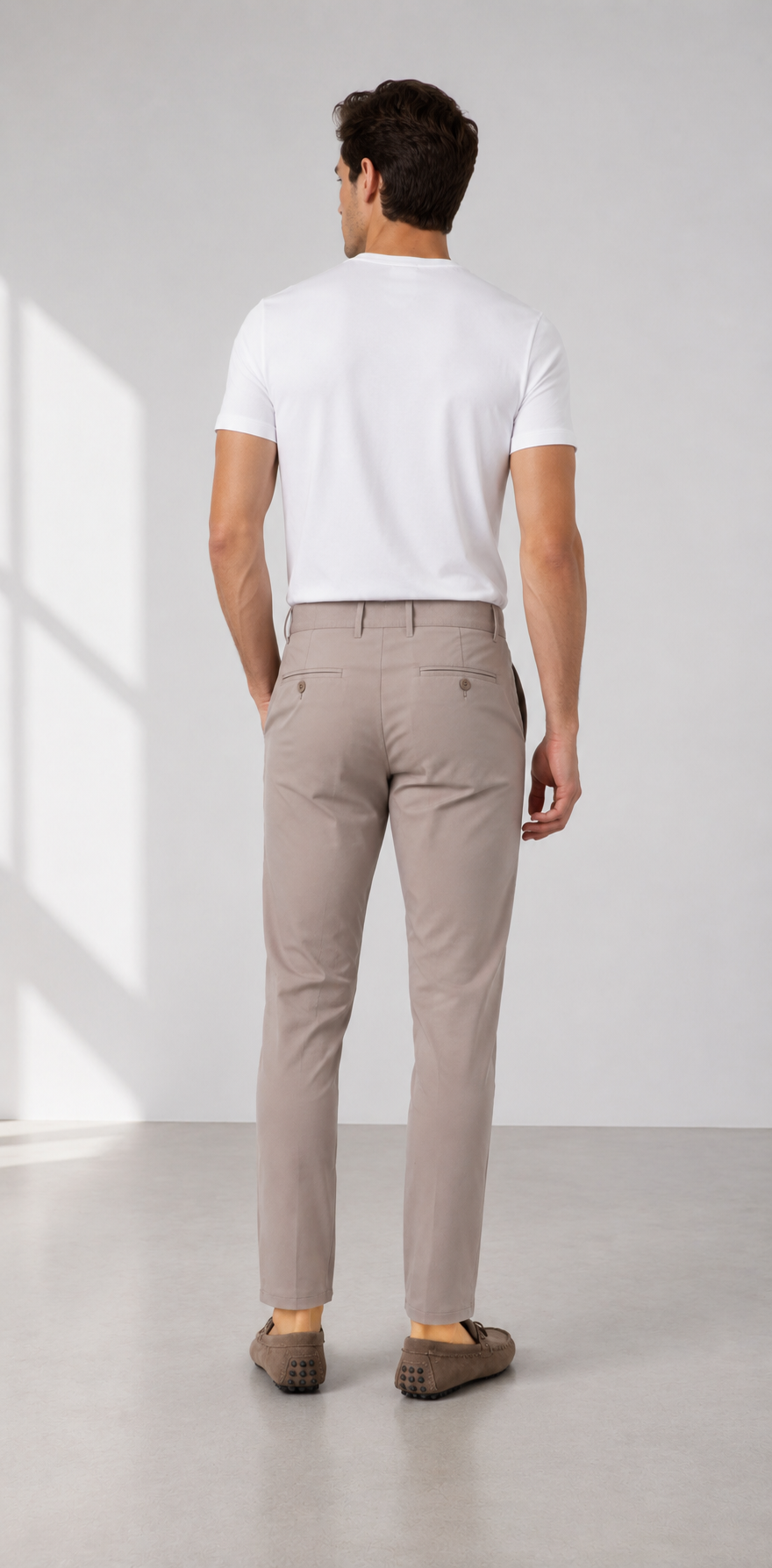 Studio Koyu Bej Slim Canvas Pantolon - Pantolon fason üretim görsel 4