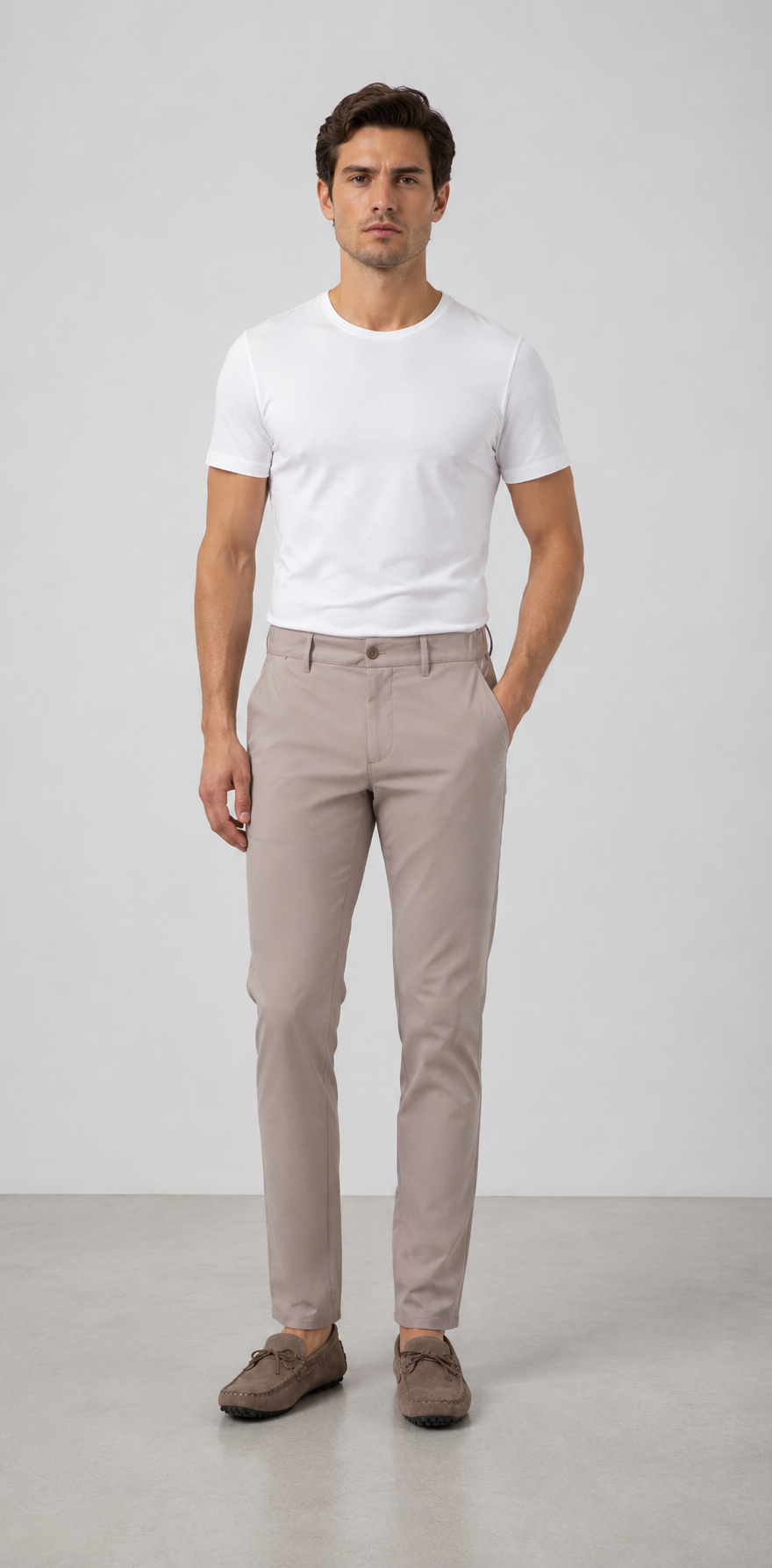 Studio Koyu Bej Slim Canvas Pantolon - Pantolon fason üretim