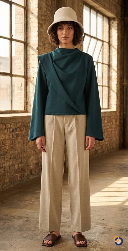 Şal Detaylı Oversize Tasarım Bluz
