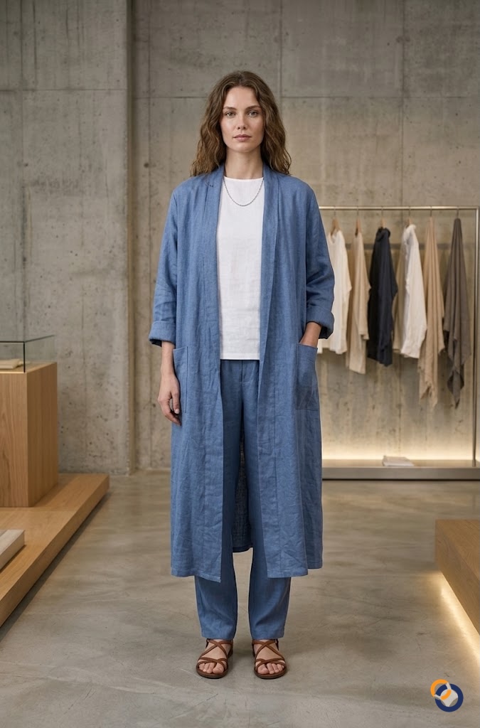Cepli Keten Kaftan Kap - Palto fason üretim