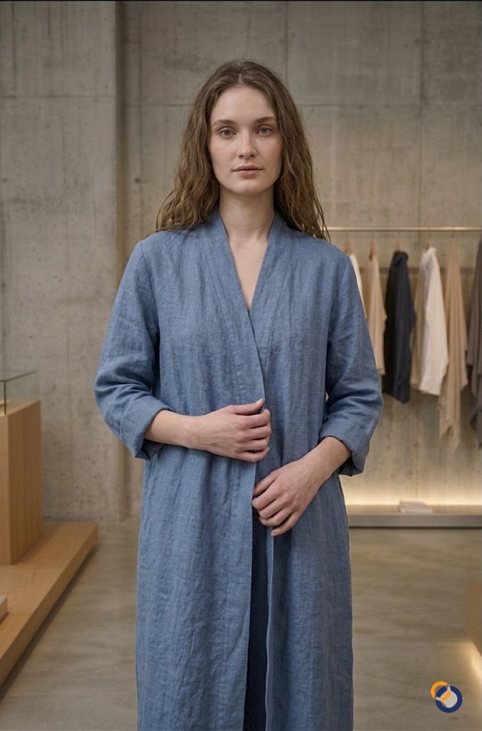 Cepli Keten Kaftan Kap - Palto fason üretim görsel 4