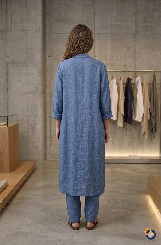 Cepli Keten Kaftan Kap - Palto fason üretim görsel 2