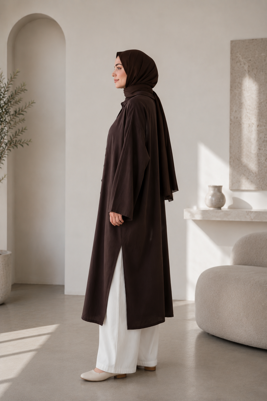 Studio Oversize Ferace - Gül Kurusu - Hırka fason üretim görsel 3
