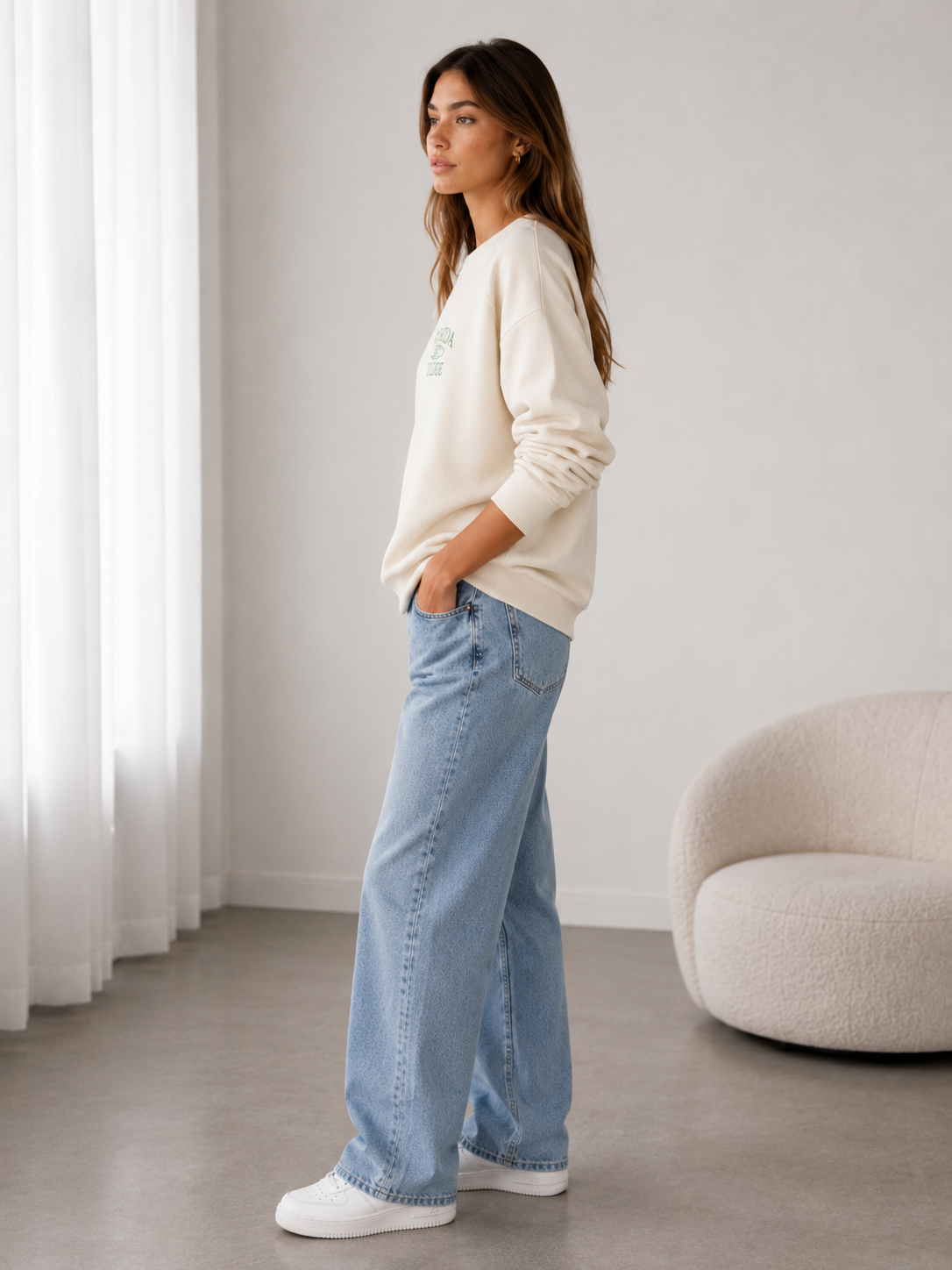 Studio Ekru Basic Sweatshirt - Sweatshirt fason üretim görsel 2
